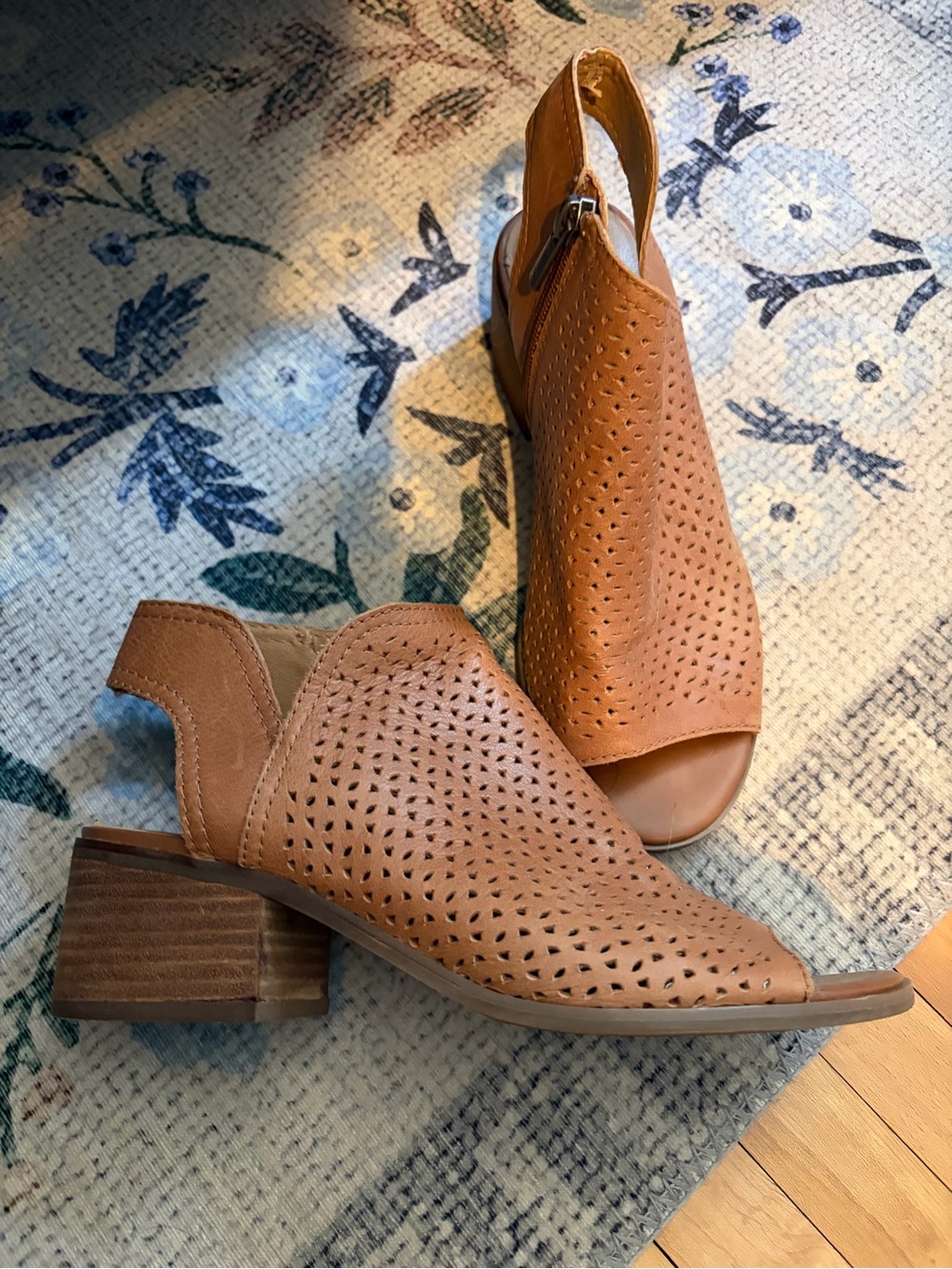 Lucky Brand zip up peep toe booties